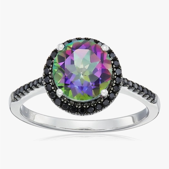 Jewelry - Mystic Topaz and Black Stone Silver Ring